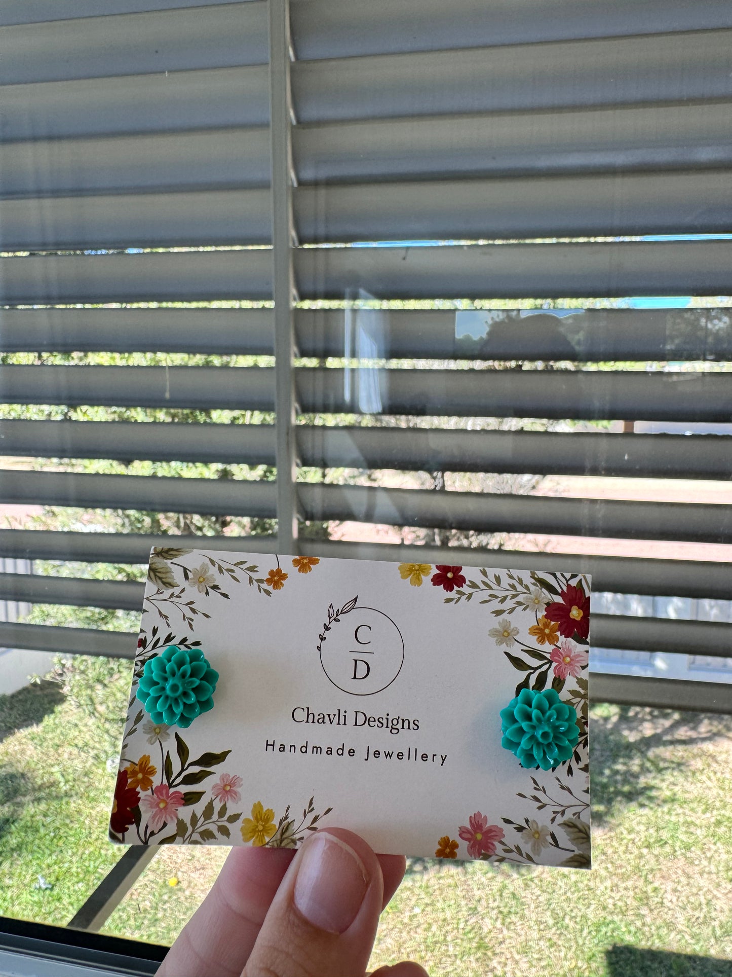 Aqua Flower Earring