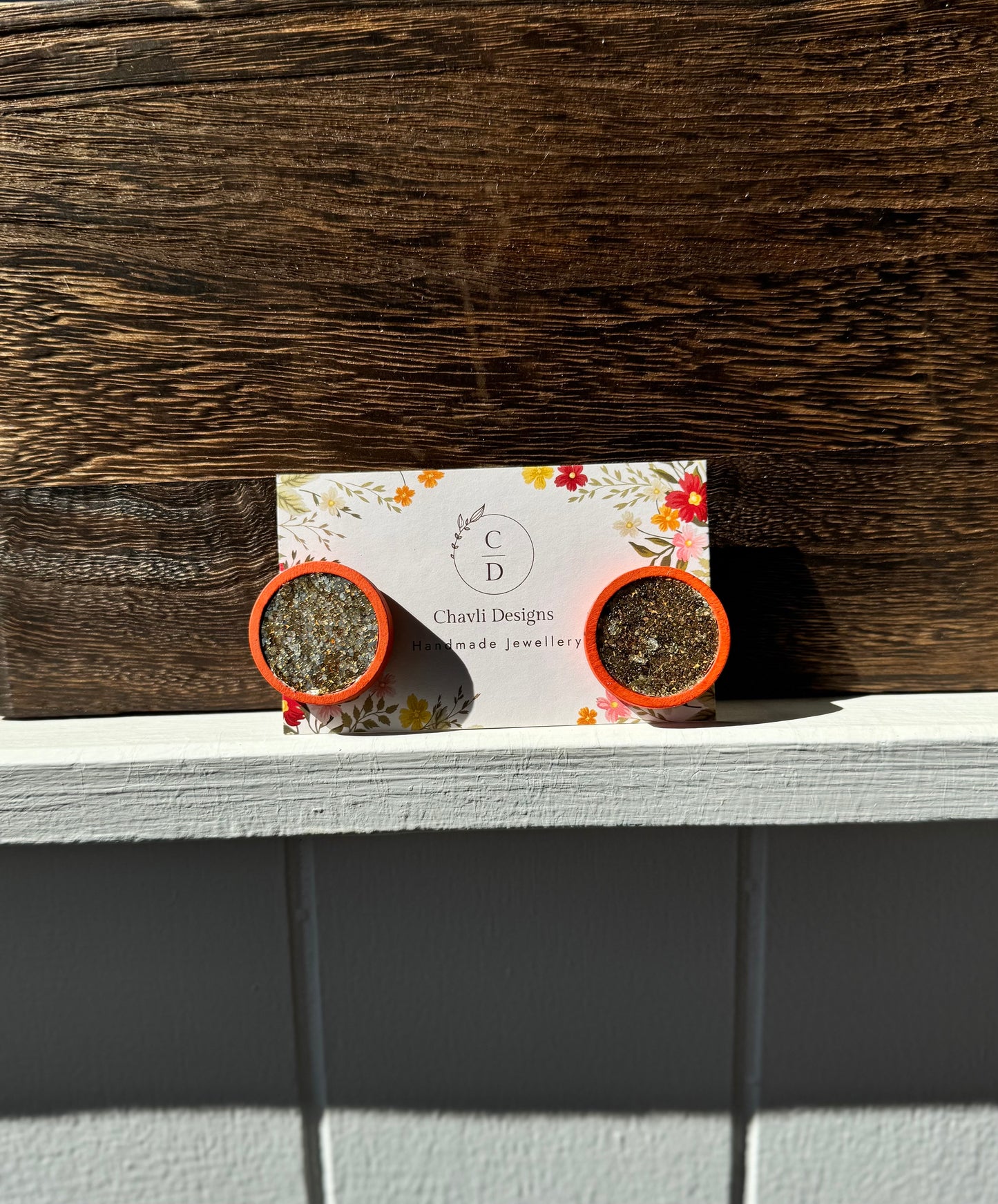 Gold Wood Earrings