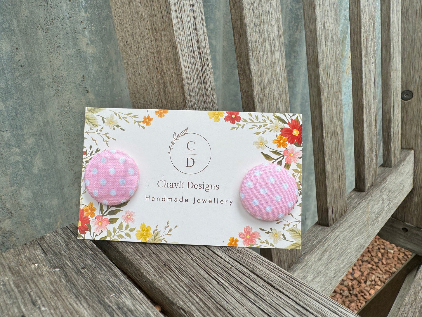 Fabric Small Baby Pink Spot Earring