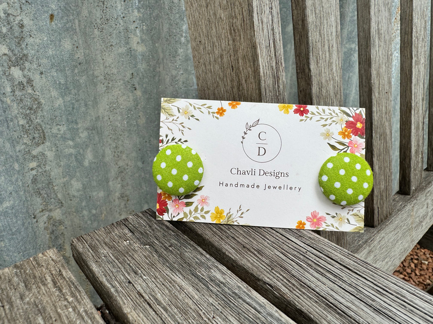 Fabric Small Olive Green Spot Earring