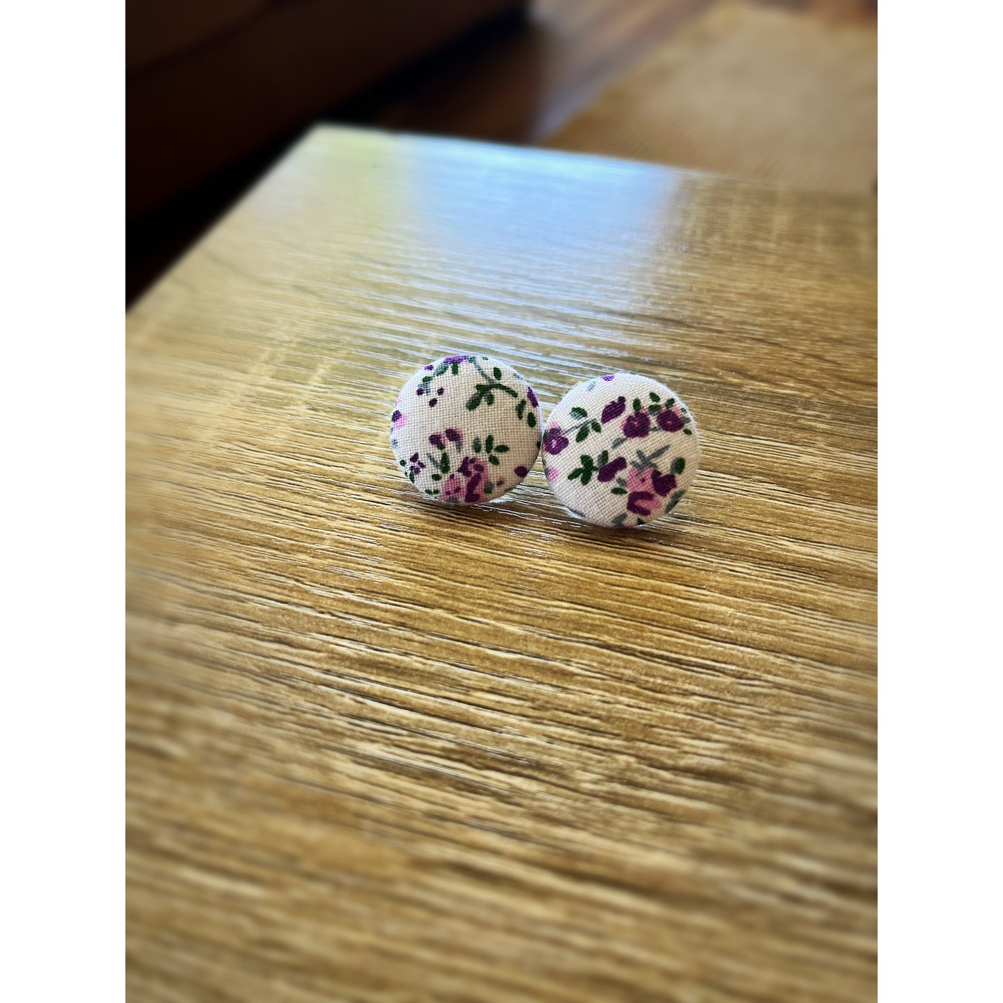 Fabric Large Purple Flower Earring