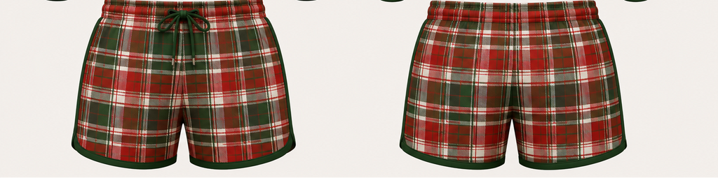 Christmas Plaid Footy Shorts-PREORDER