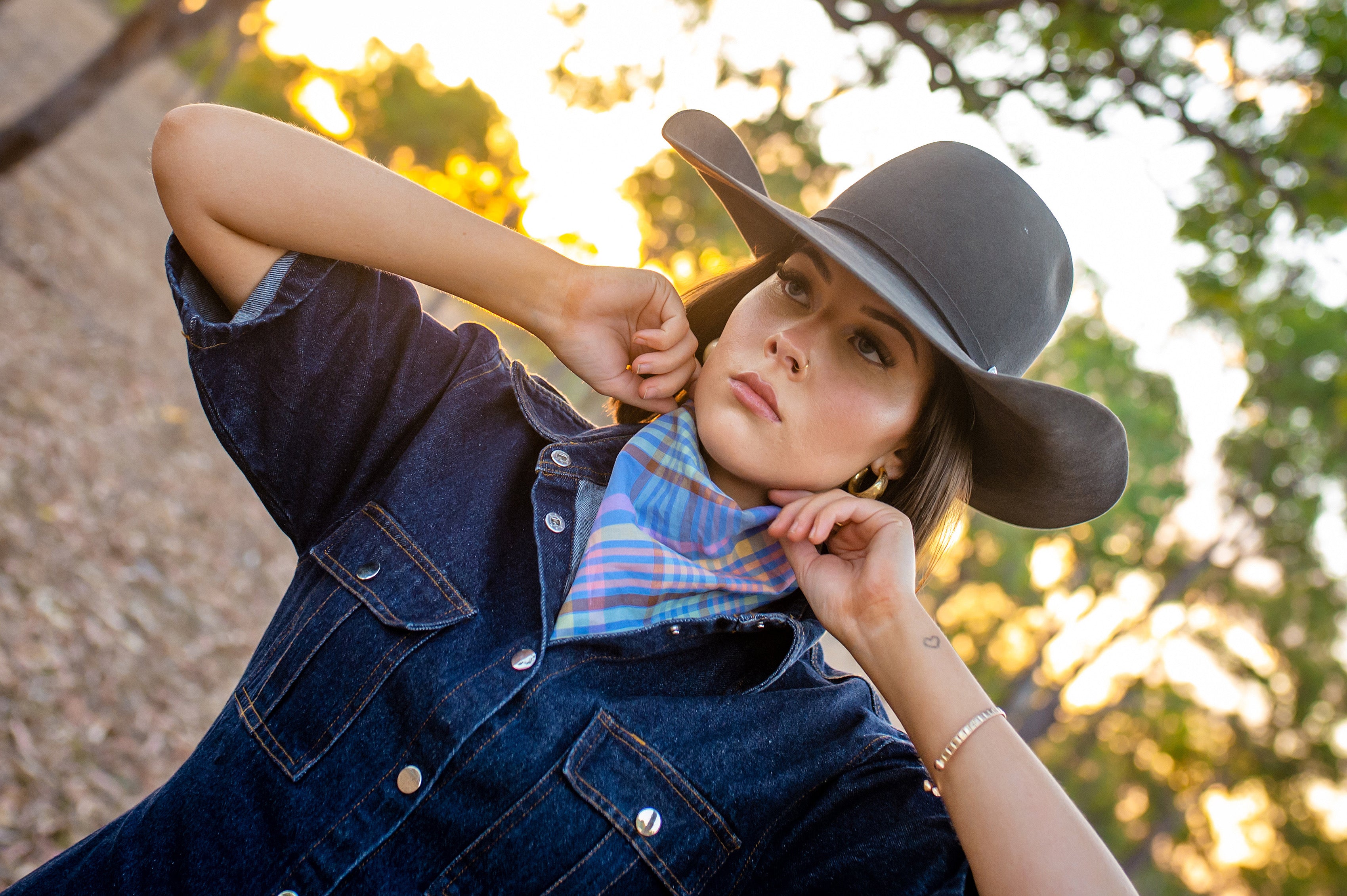 Blue Plaid Neck Scarves