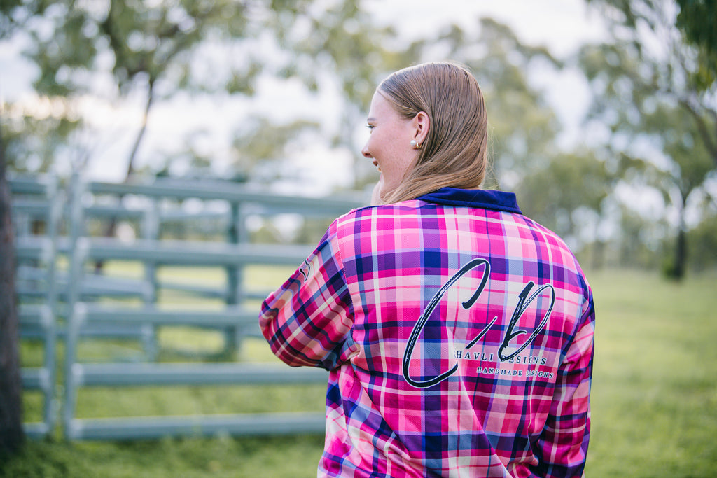 Fishing Shirts : Purple & Orange Check