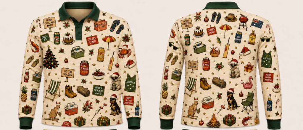 True Aussie Christmas Fishing Shirt-PREORDER