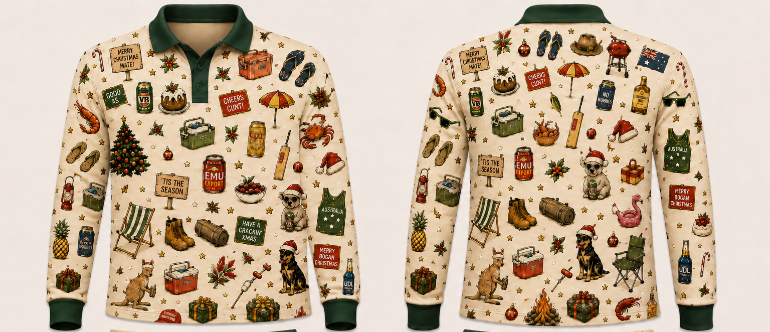 True Aussie Christmas Fishing Shirt-PREORDER