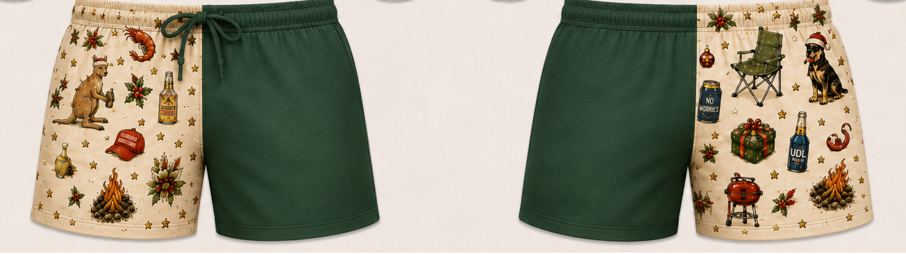 True Aussie Christmas Footy Shorts-PREORDER