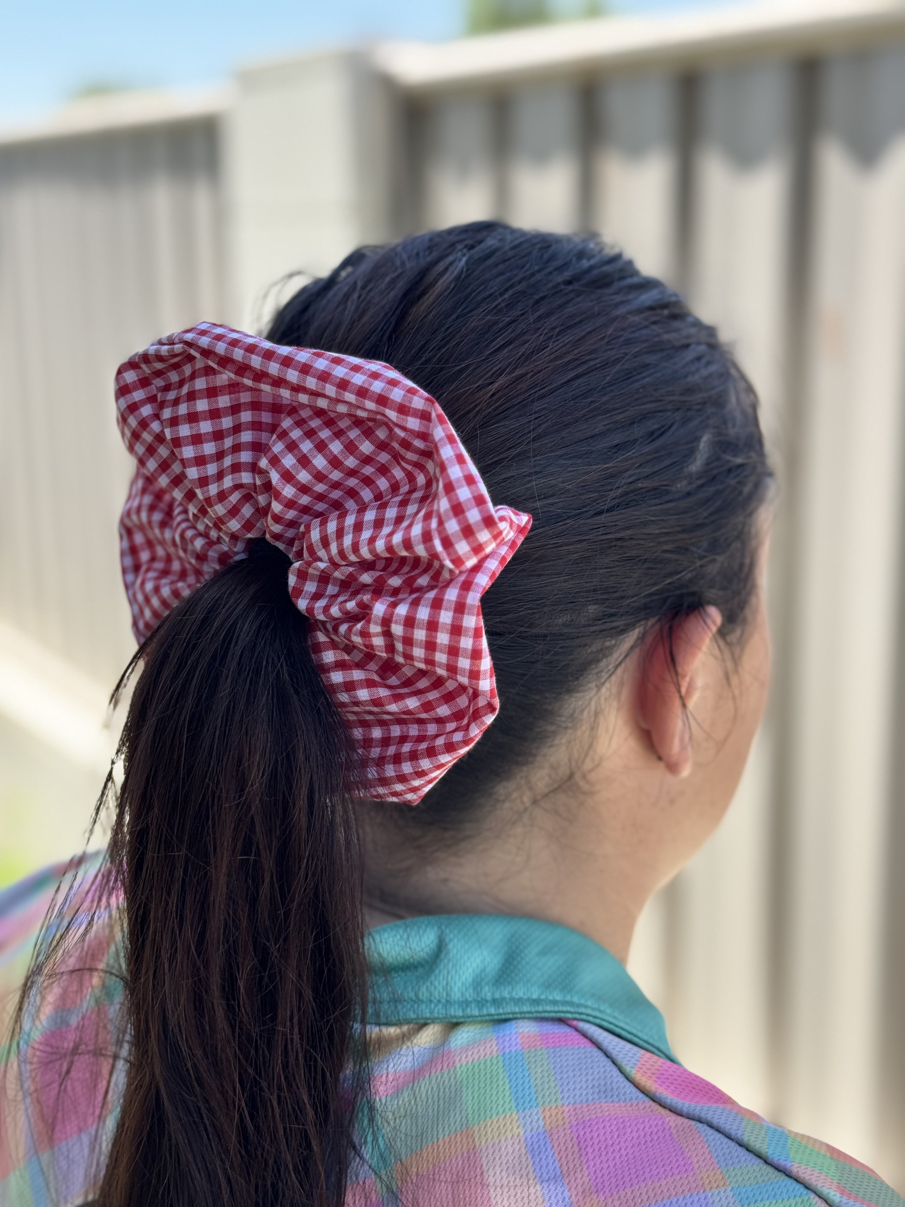 Rosie Red small check scrunchie