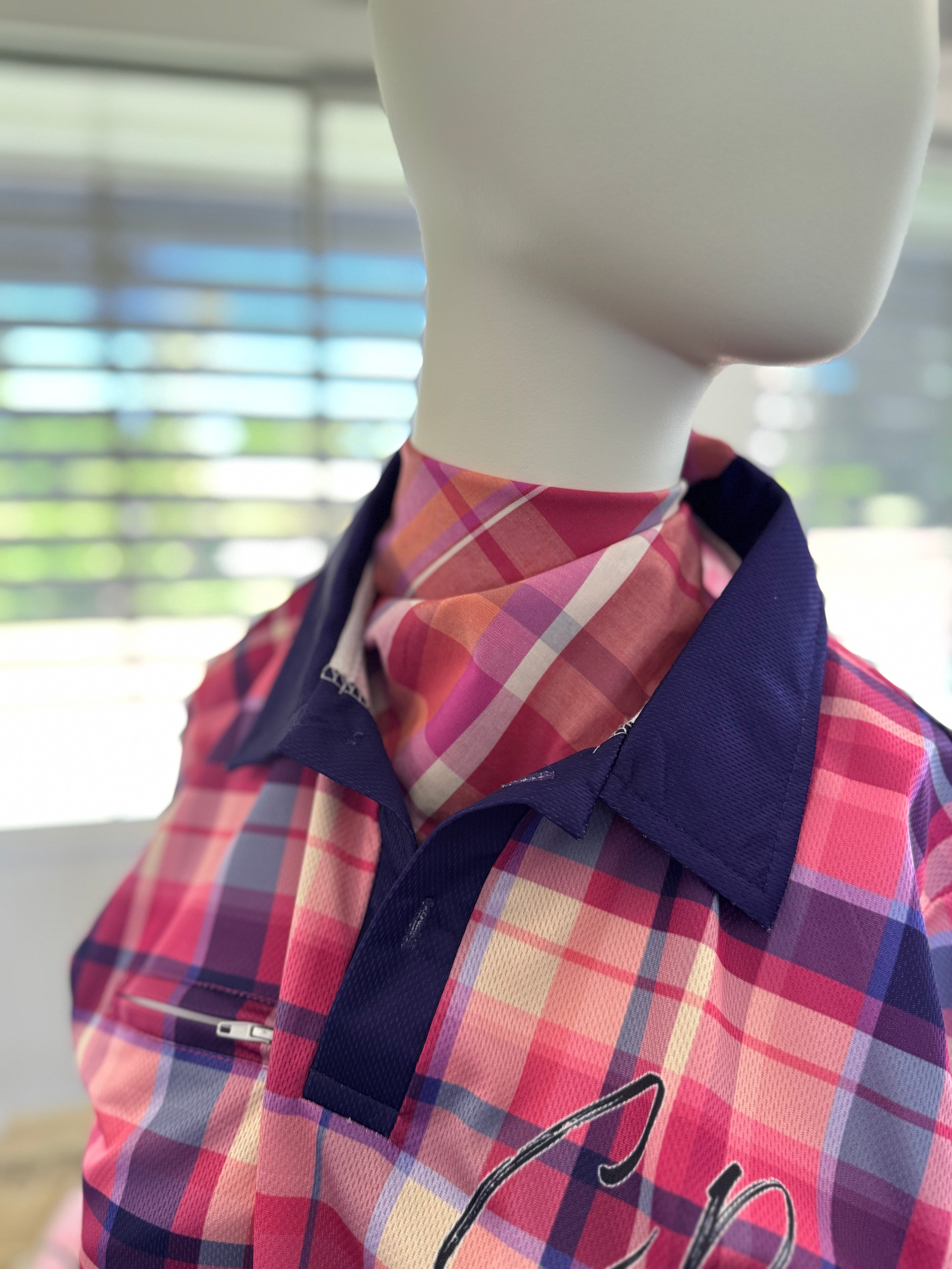 Orange & Pink Plaid Neck Scarves