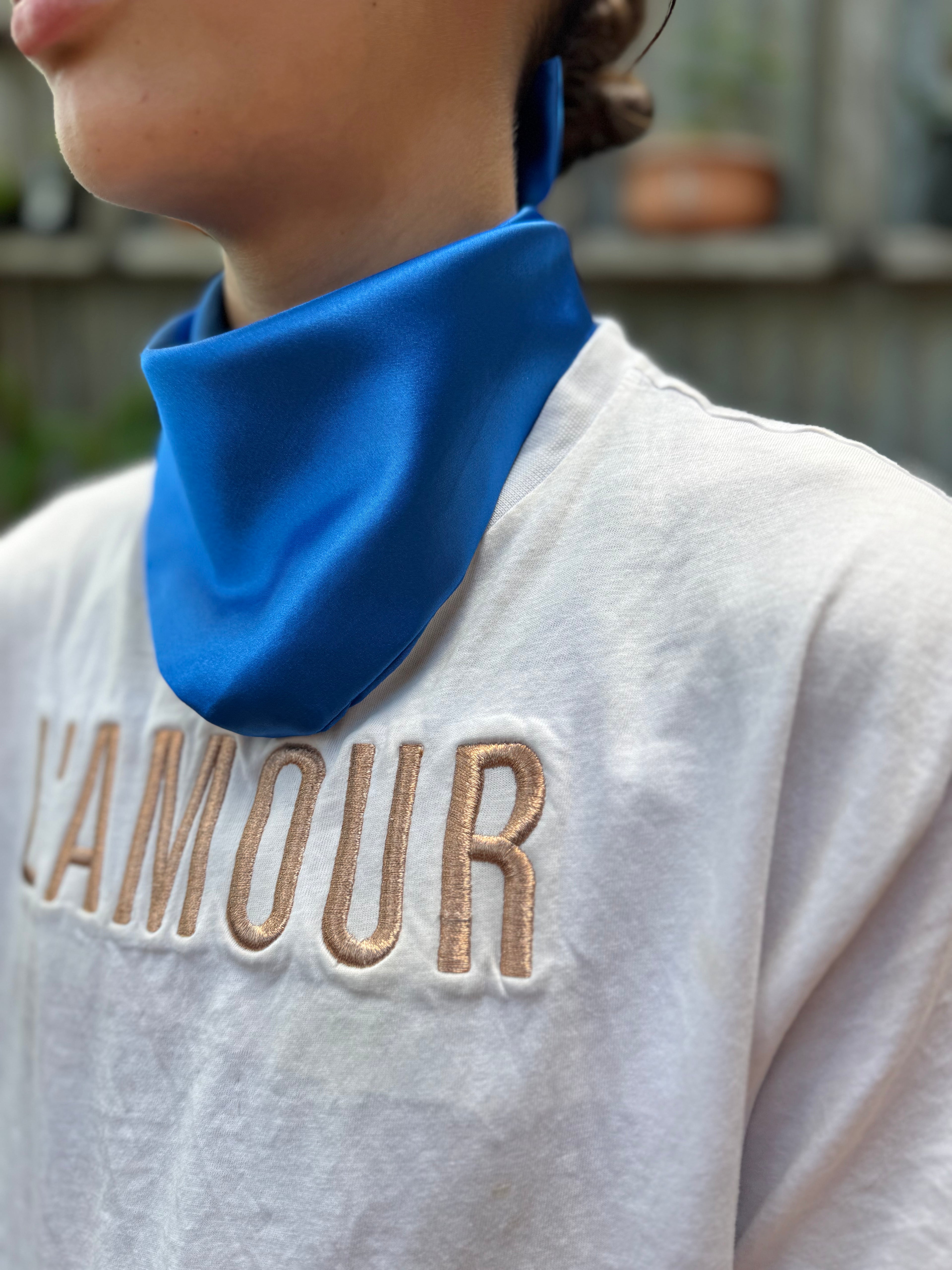 Blue Satin Neck Scarves