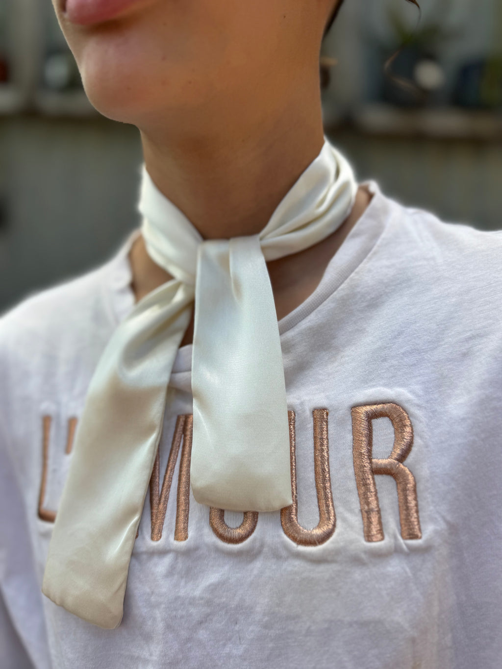 Cream Satin Neck Tie