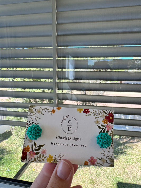 Aqua Flower Earring