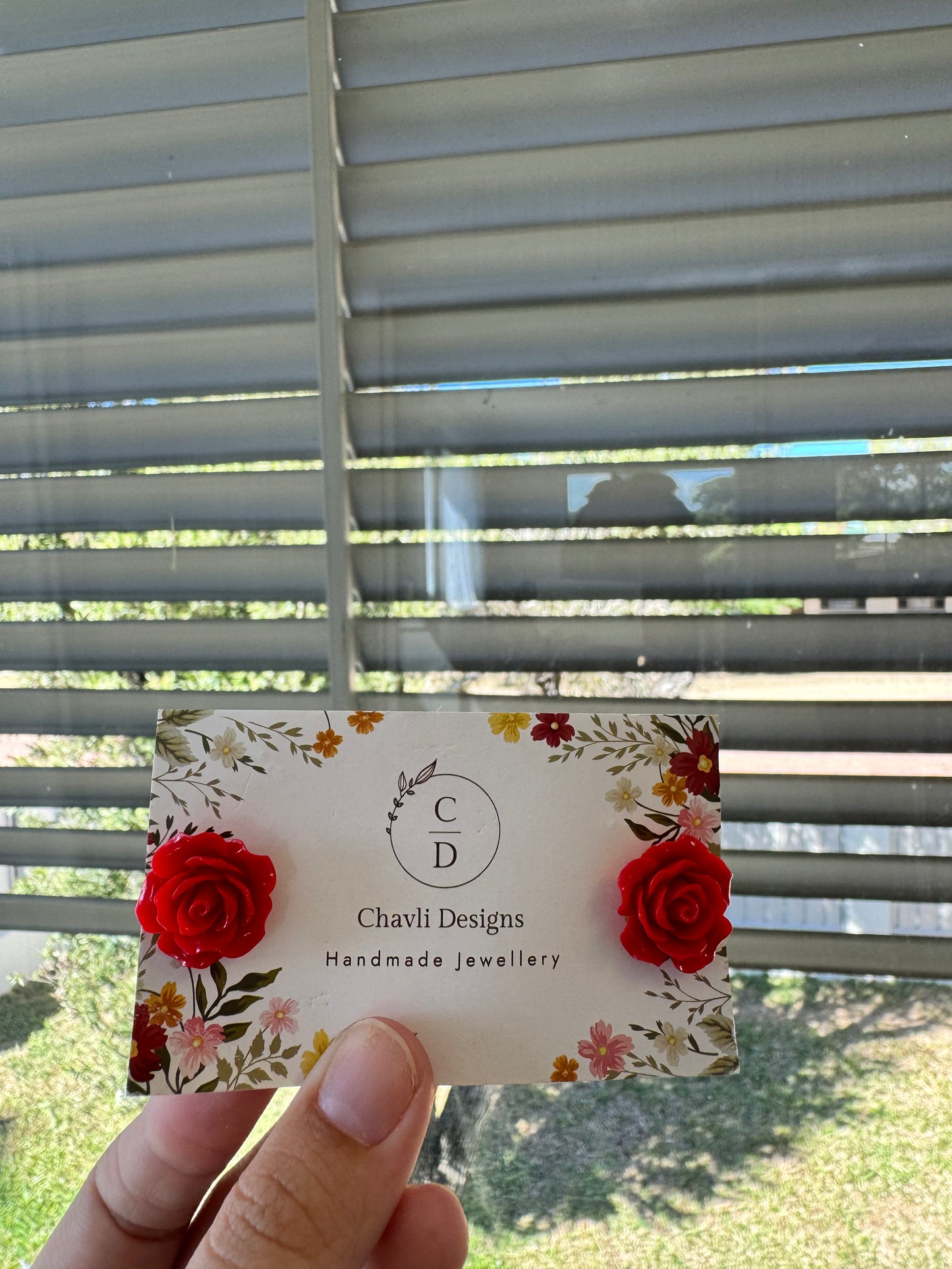 Large Red flower earring