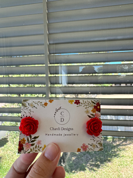 Large Red flower earring