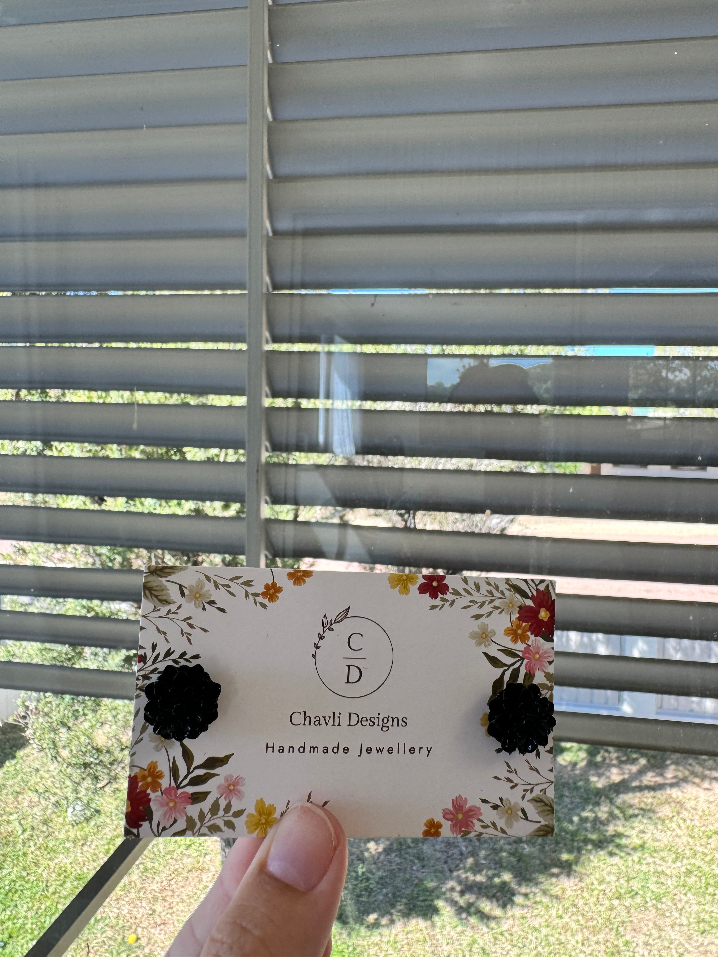 Black flower earring