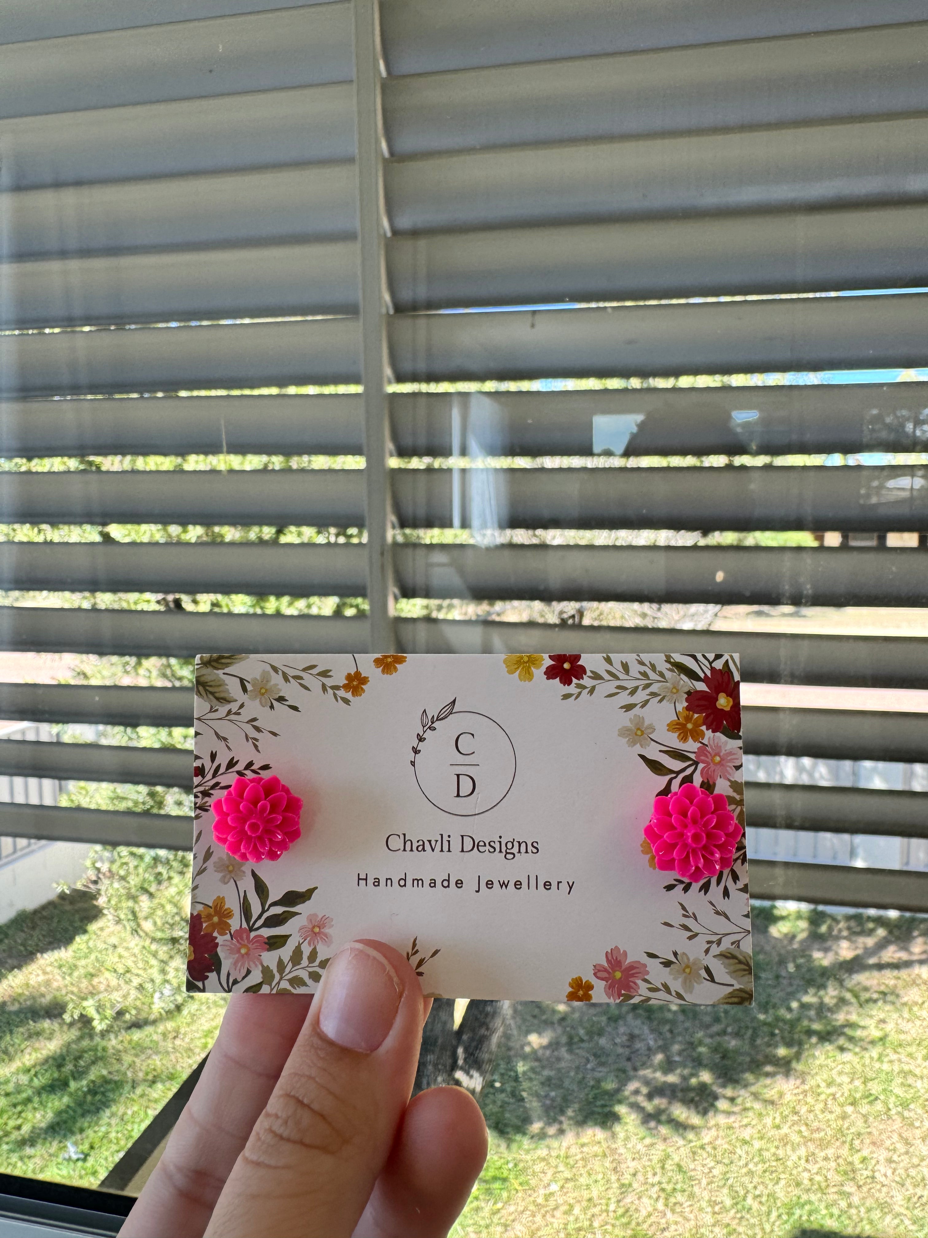 Hot Pink Flower Earring