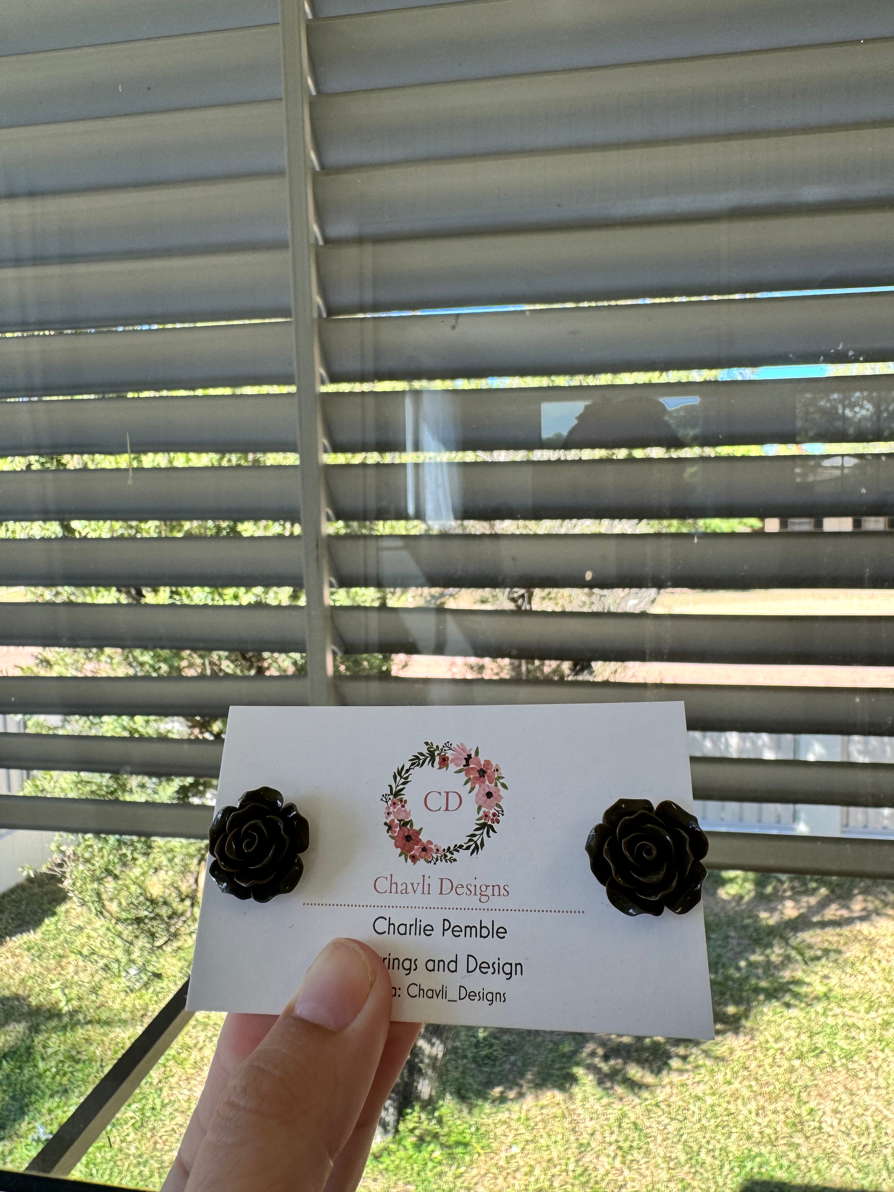 Dark Brown Flower Earring