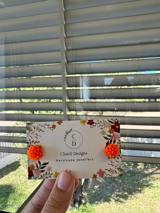 Bright Orange Flower Earring