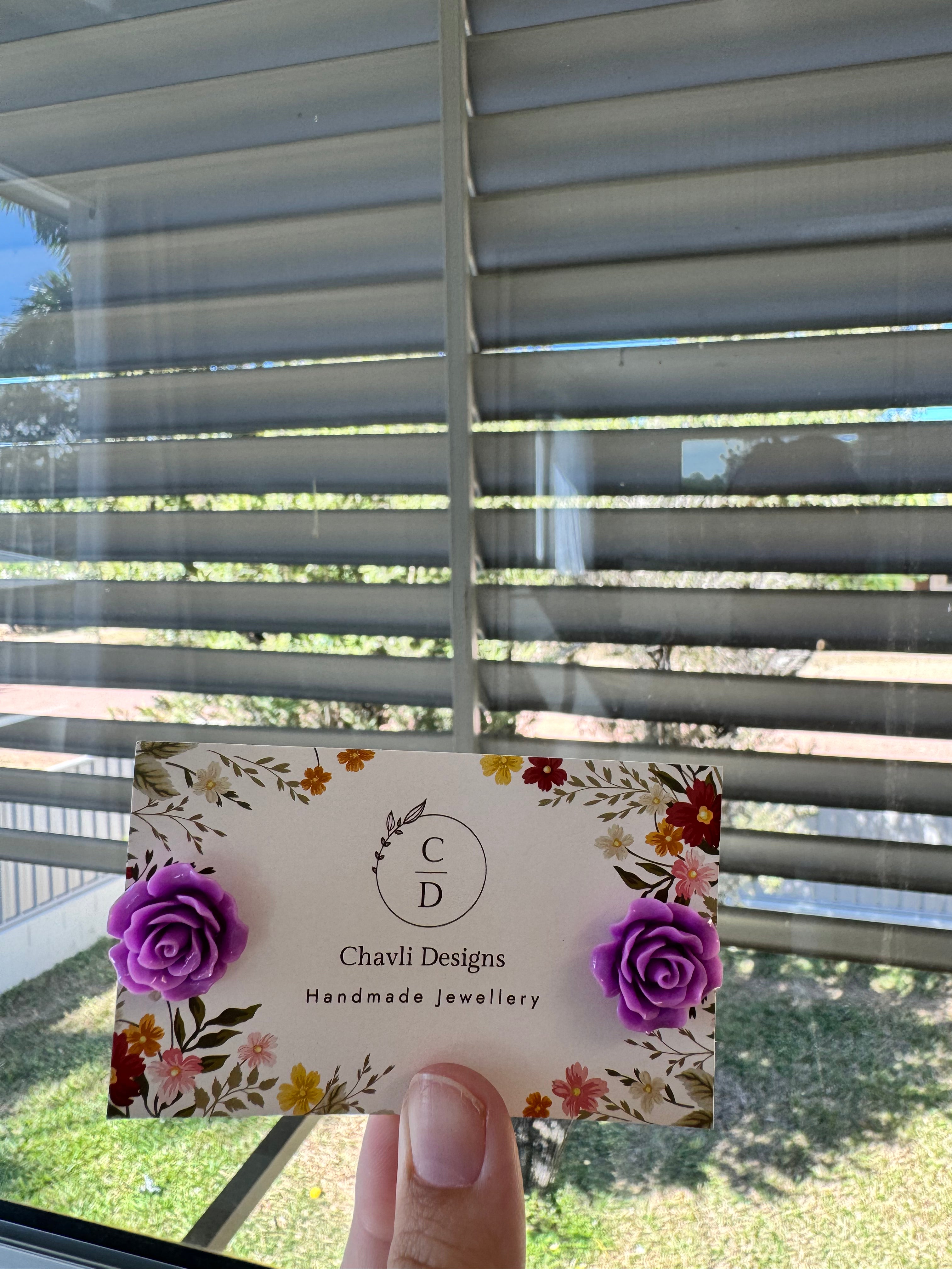 Large Purple Flower Earring