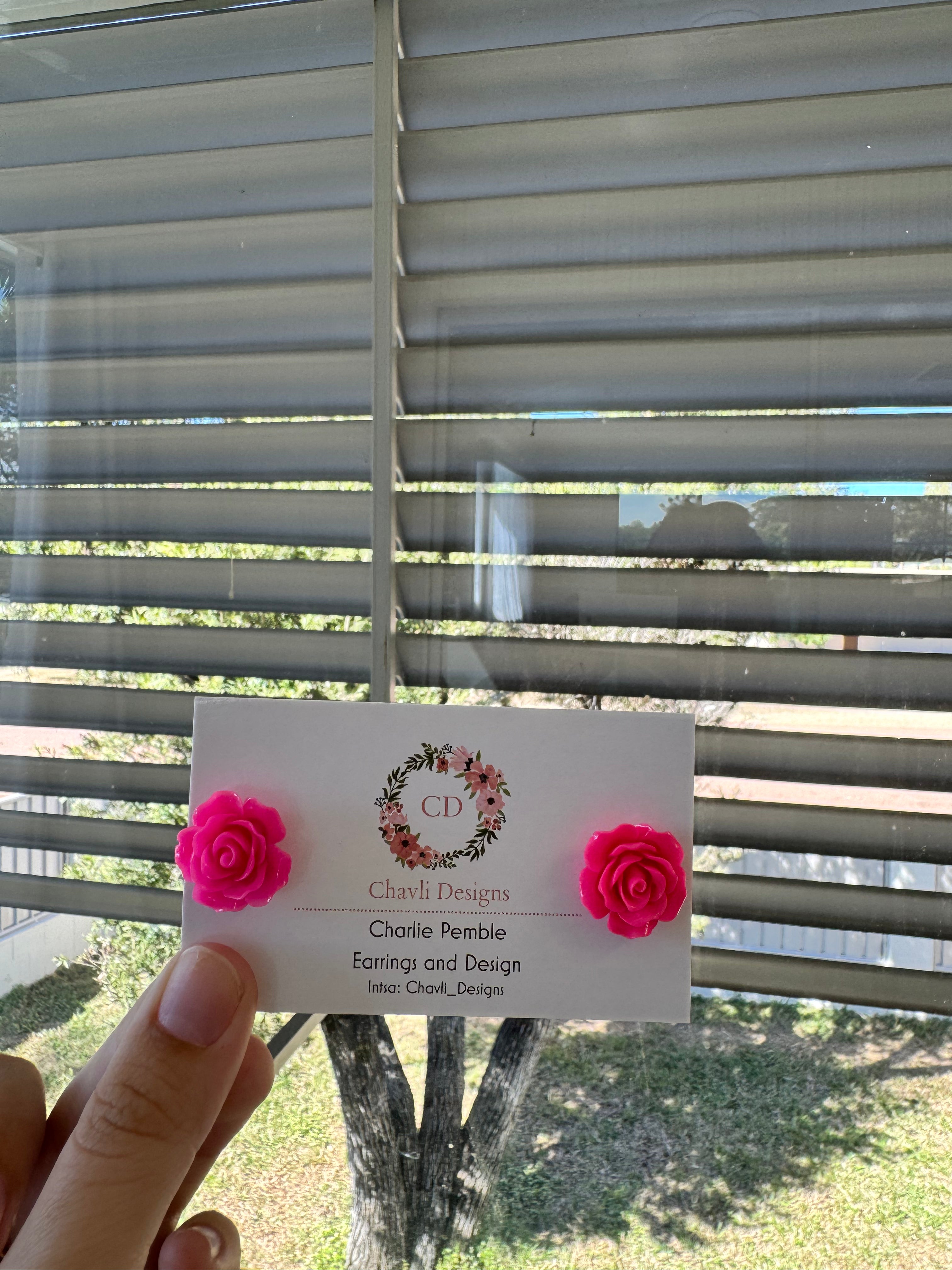 Large Pink Flower Earring