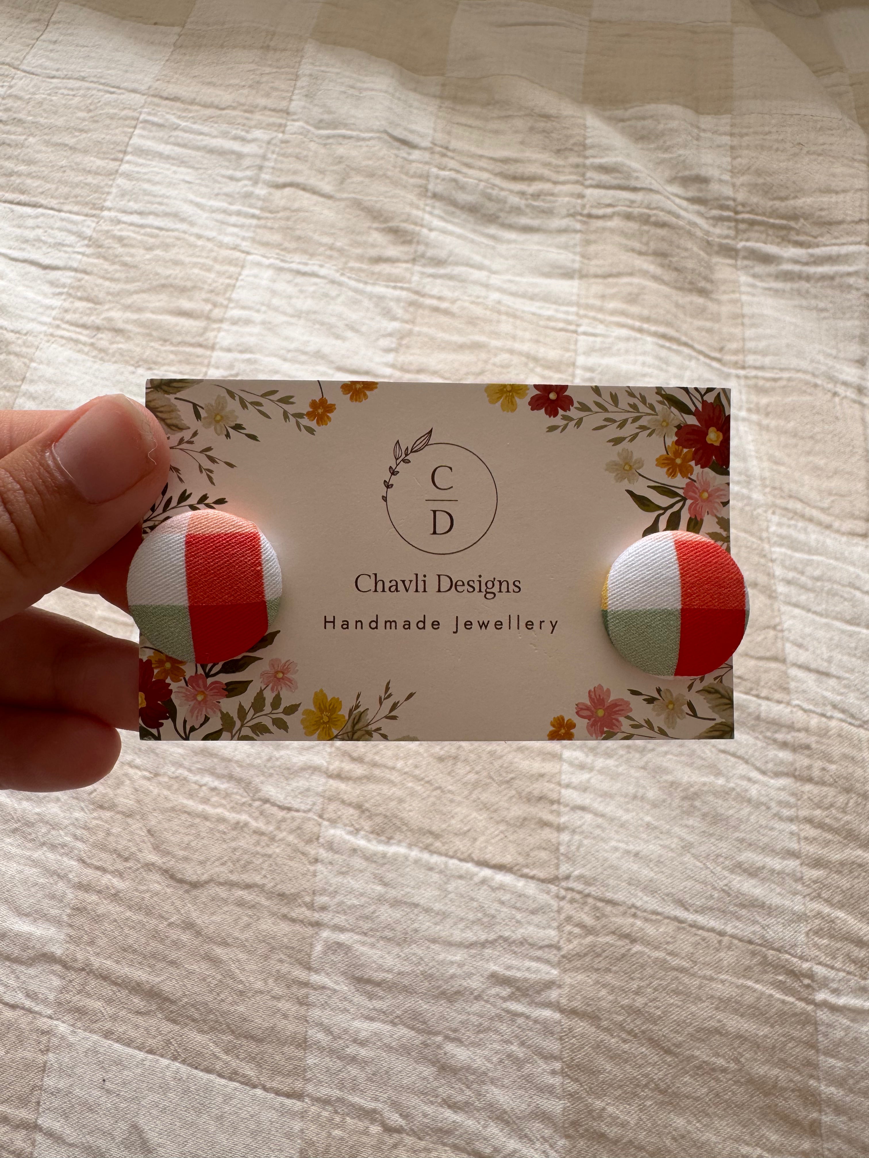 Red, White & Green Fabric Earrings