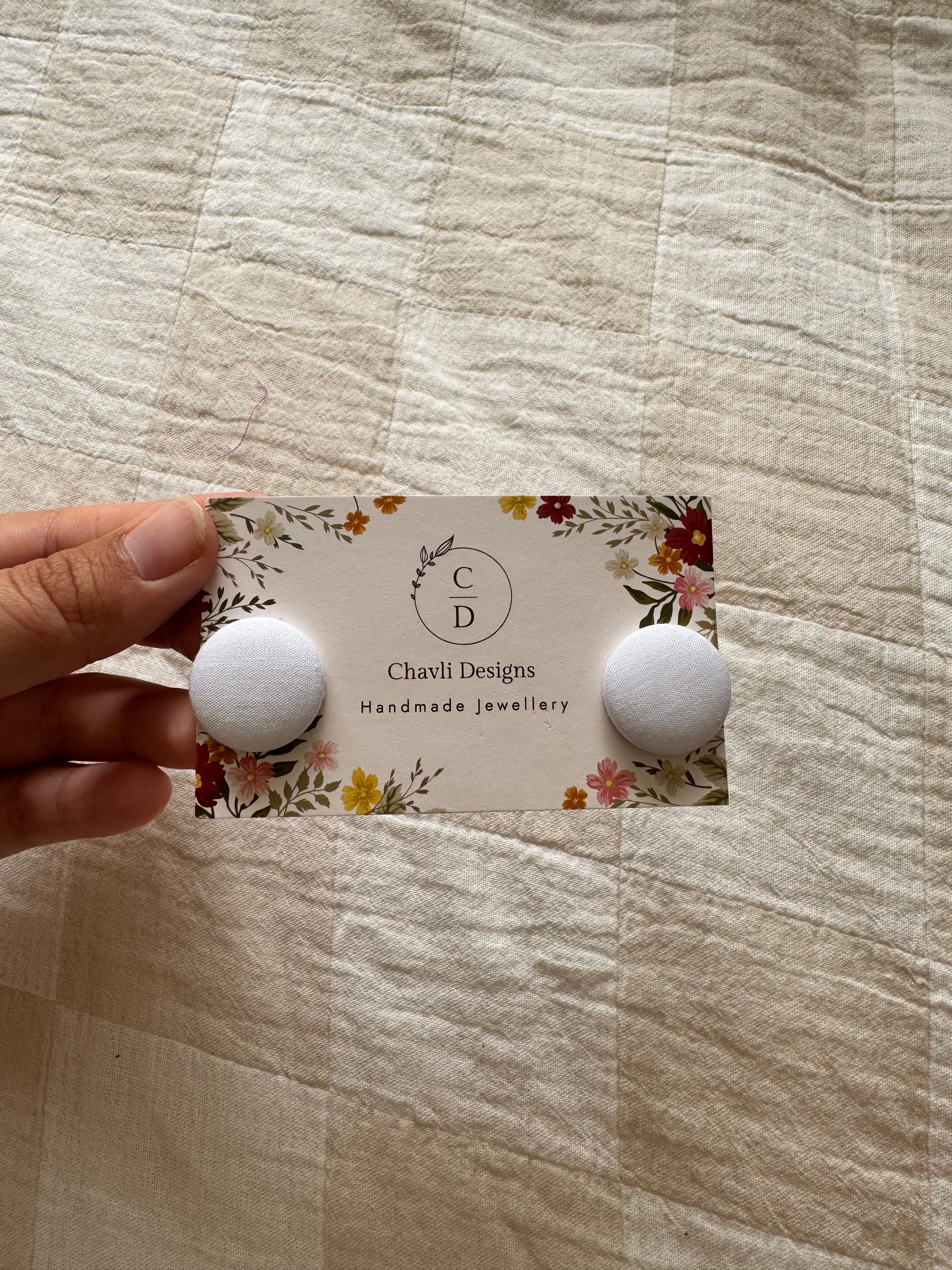 White Fabric Earrings