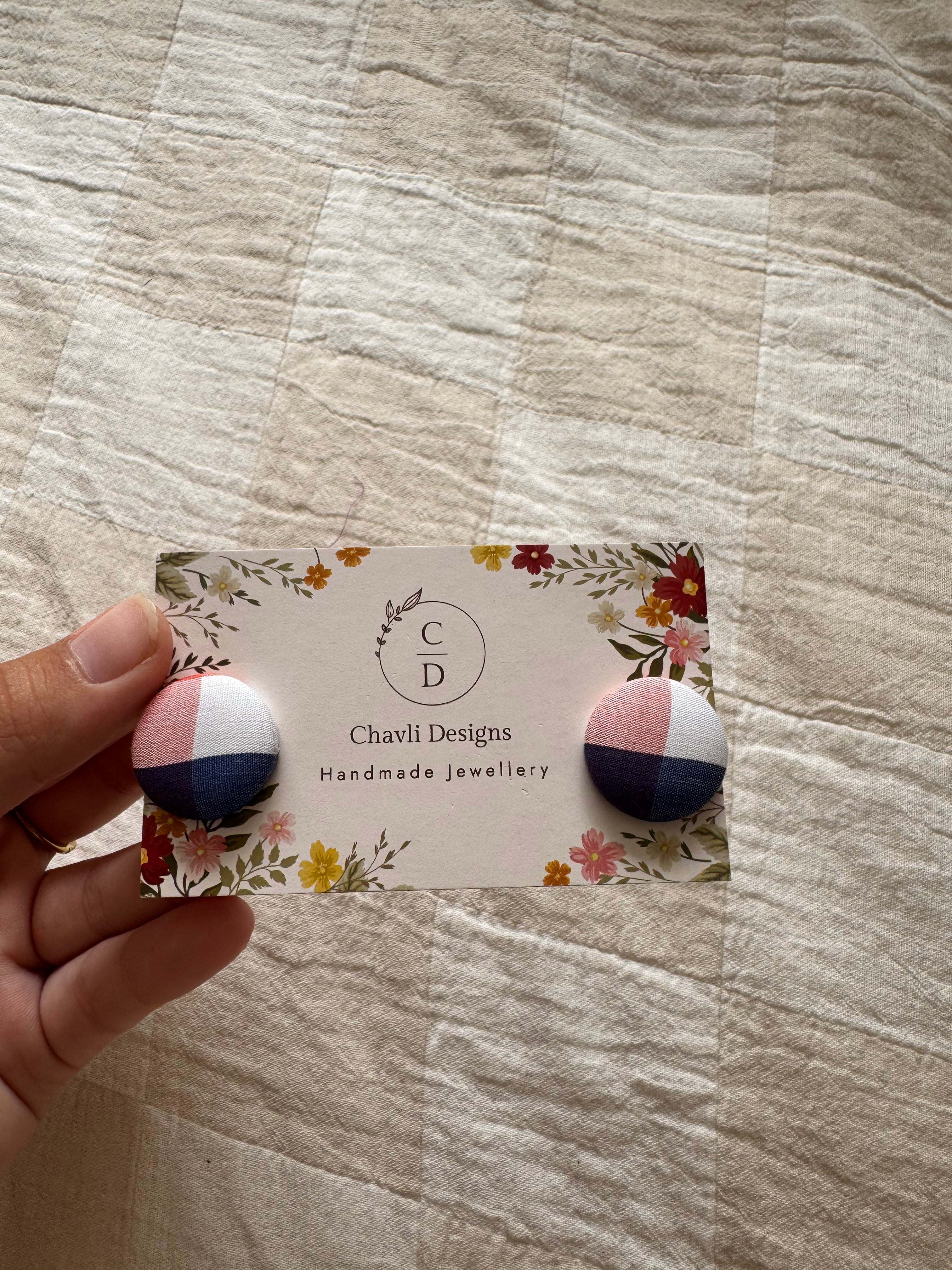 Red, White & Blue Fabric Earrings