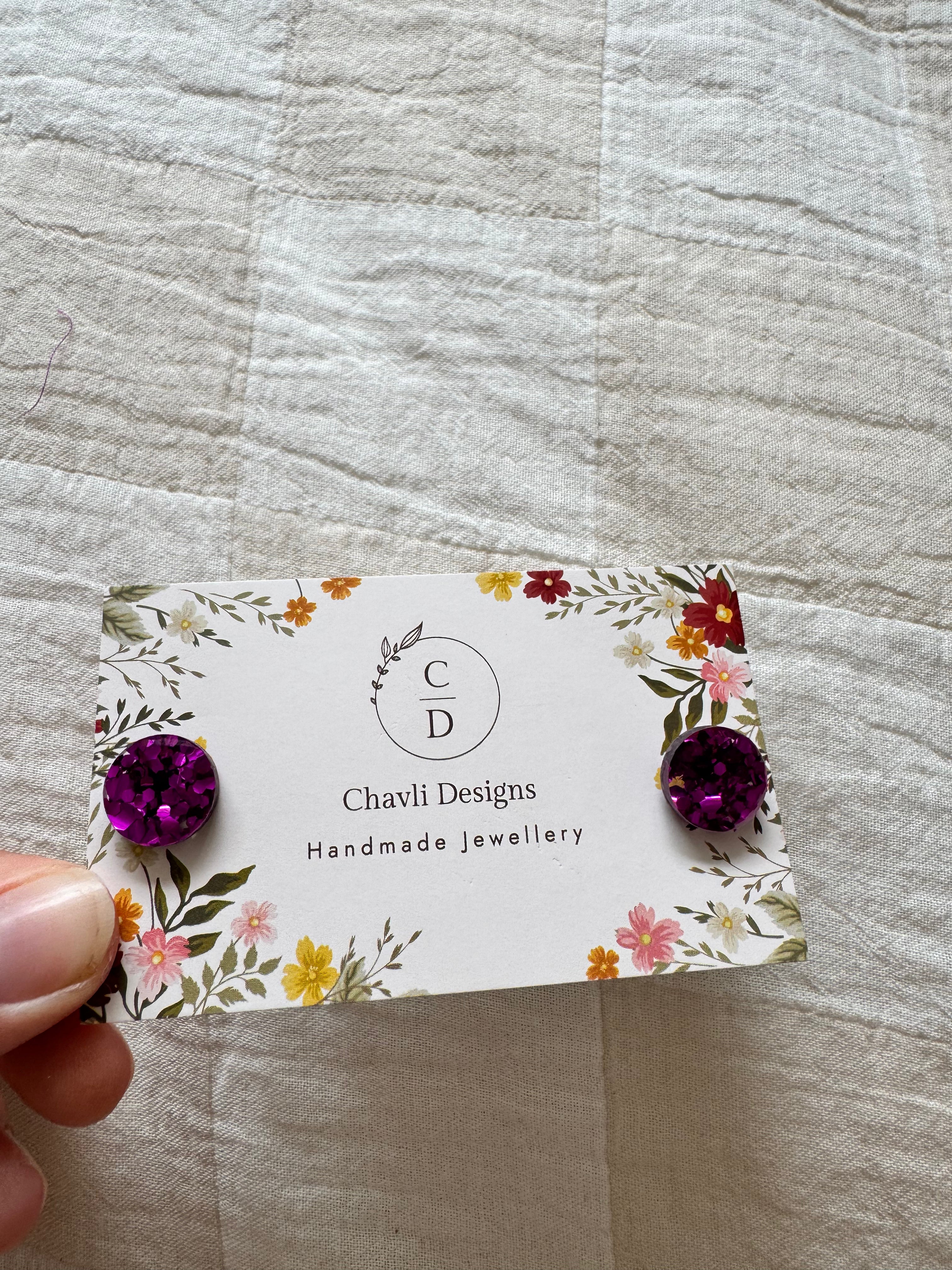 Purple Glitter Acrylic Earring