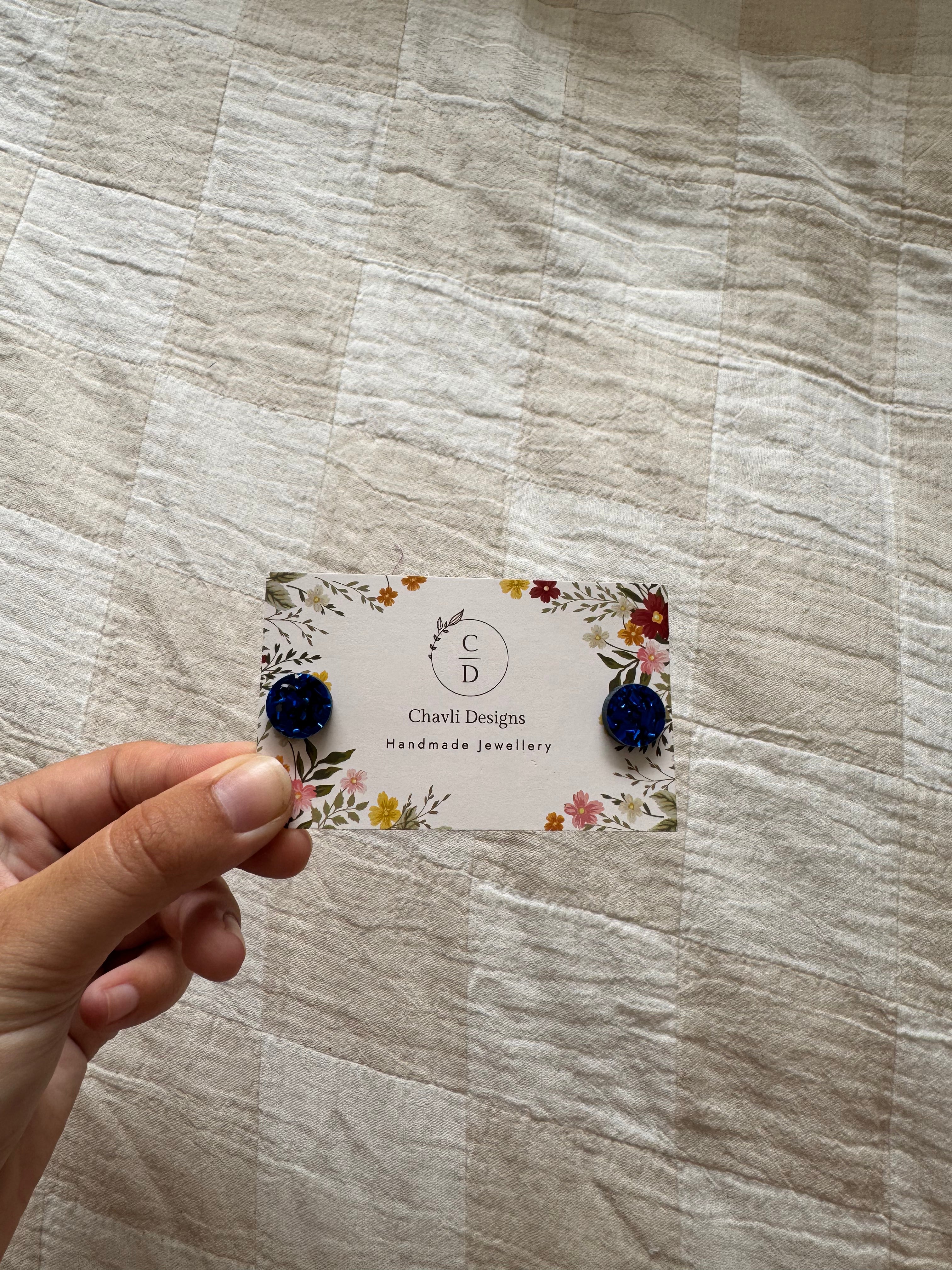 Blue Glitter Acrylic Earring