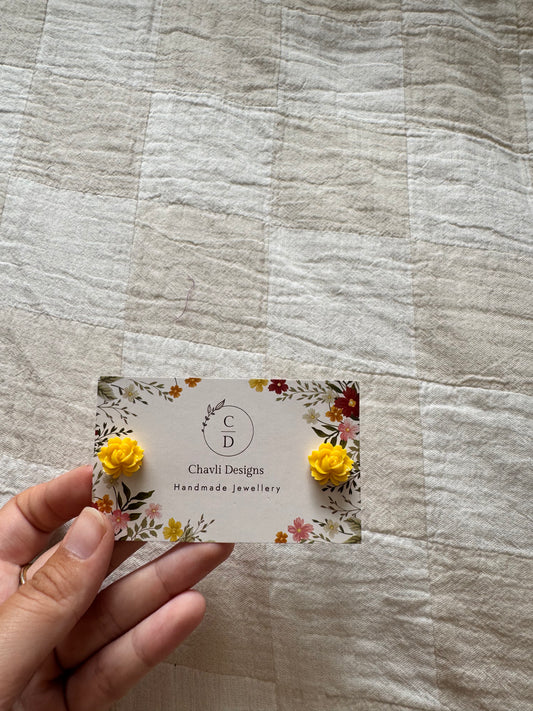 Yellow Delia Flower Earrings