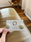 Fabric Beige and Brown Stripe Earring