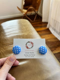 Fabric Ocean Blue Small Spot Earring
