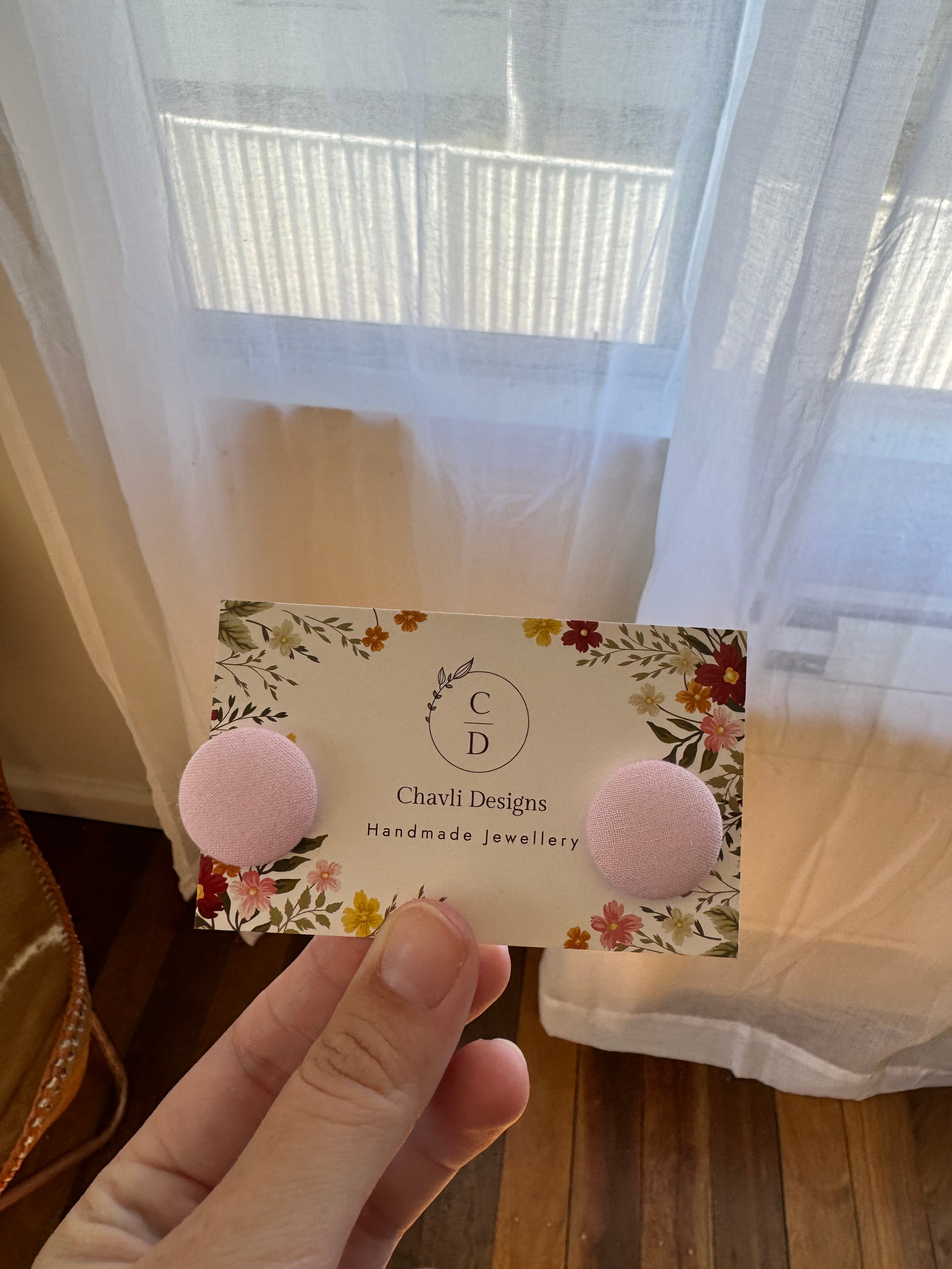 Baby Pink Fabric Earrings