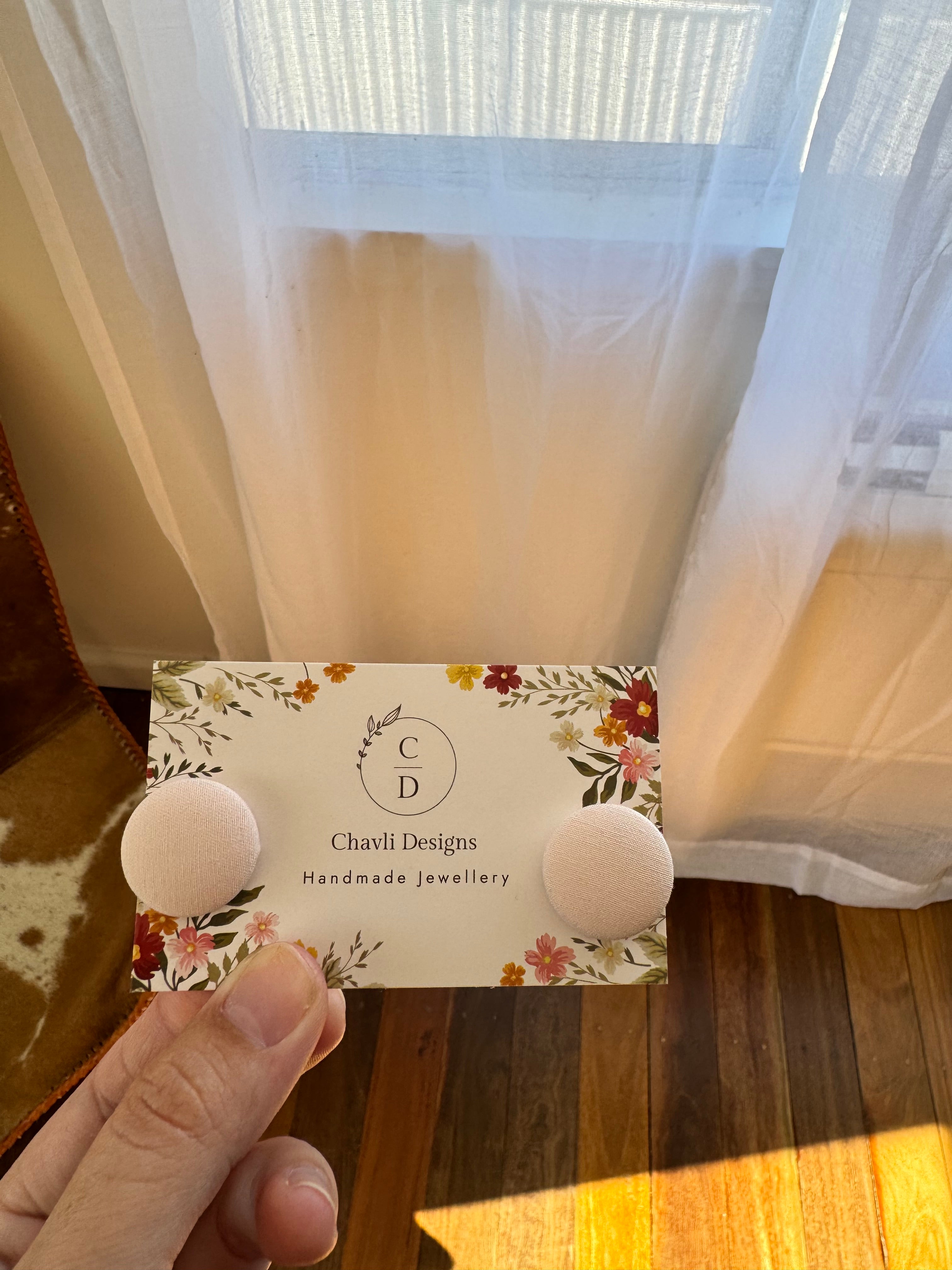 Dusty Pink Fabric Earrings