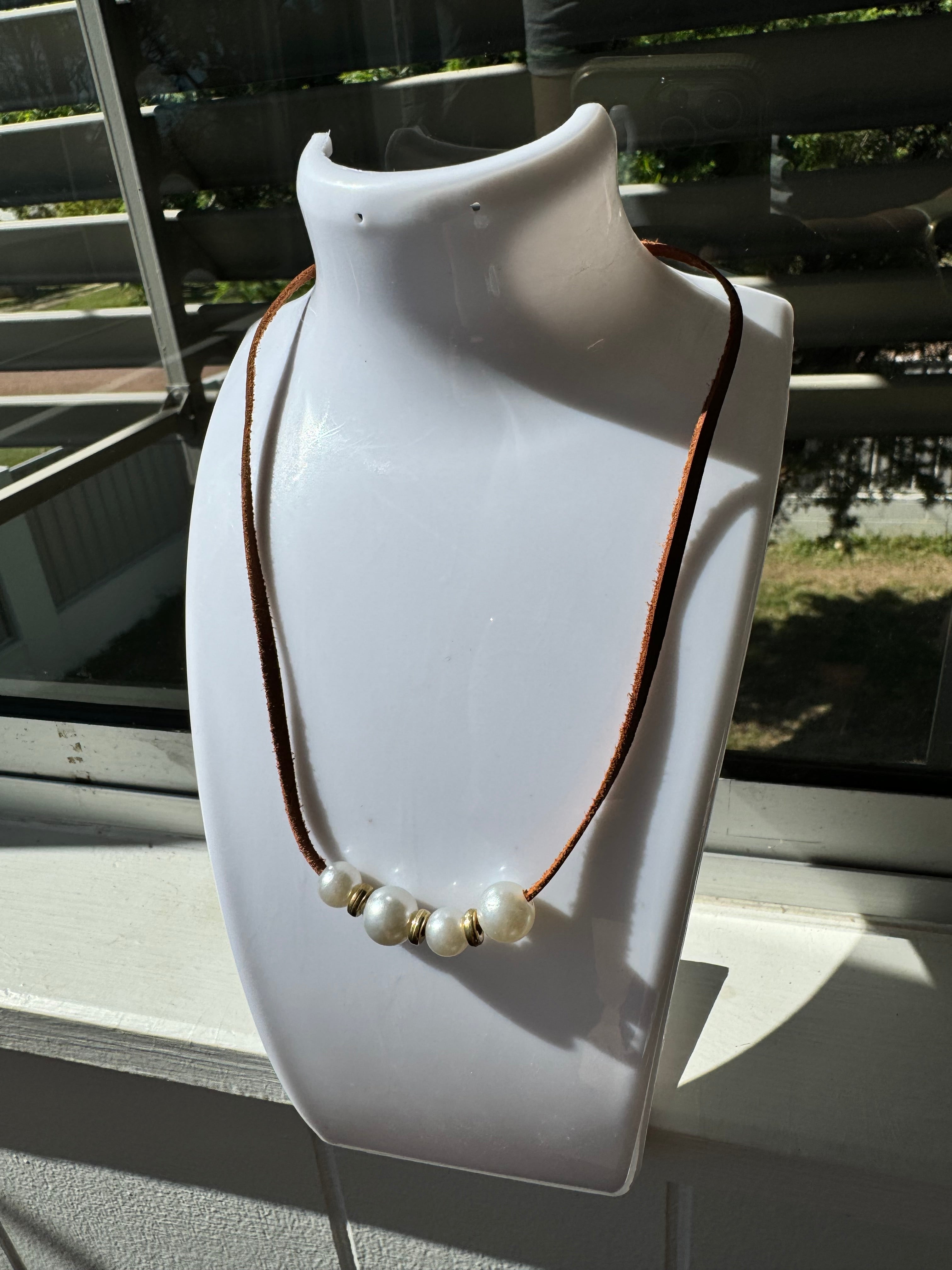 Brown Pearl Choker Necklace