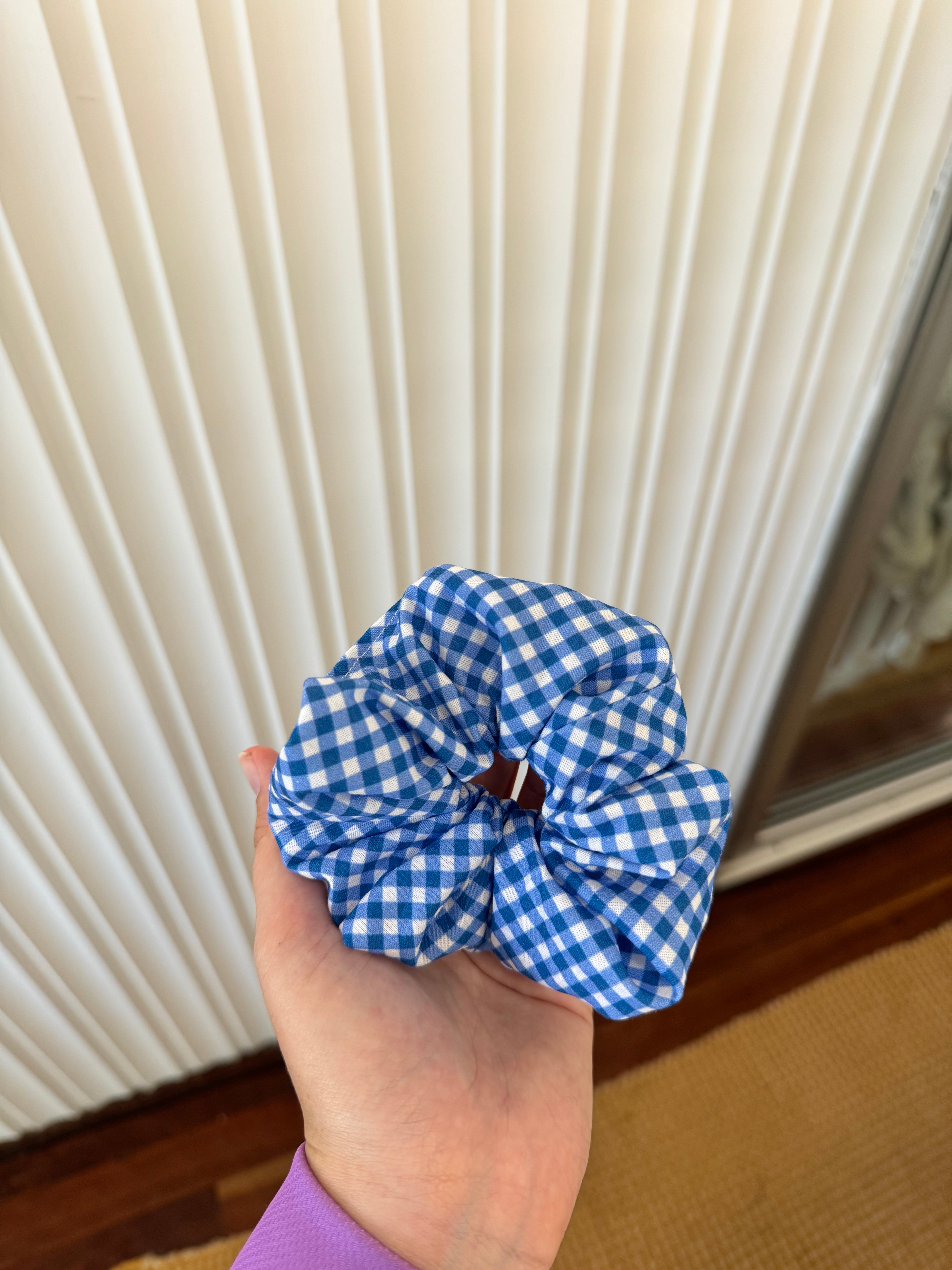 Blue Checkered Scrunchie