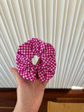 Pink Checkered Scrunchie