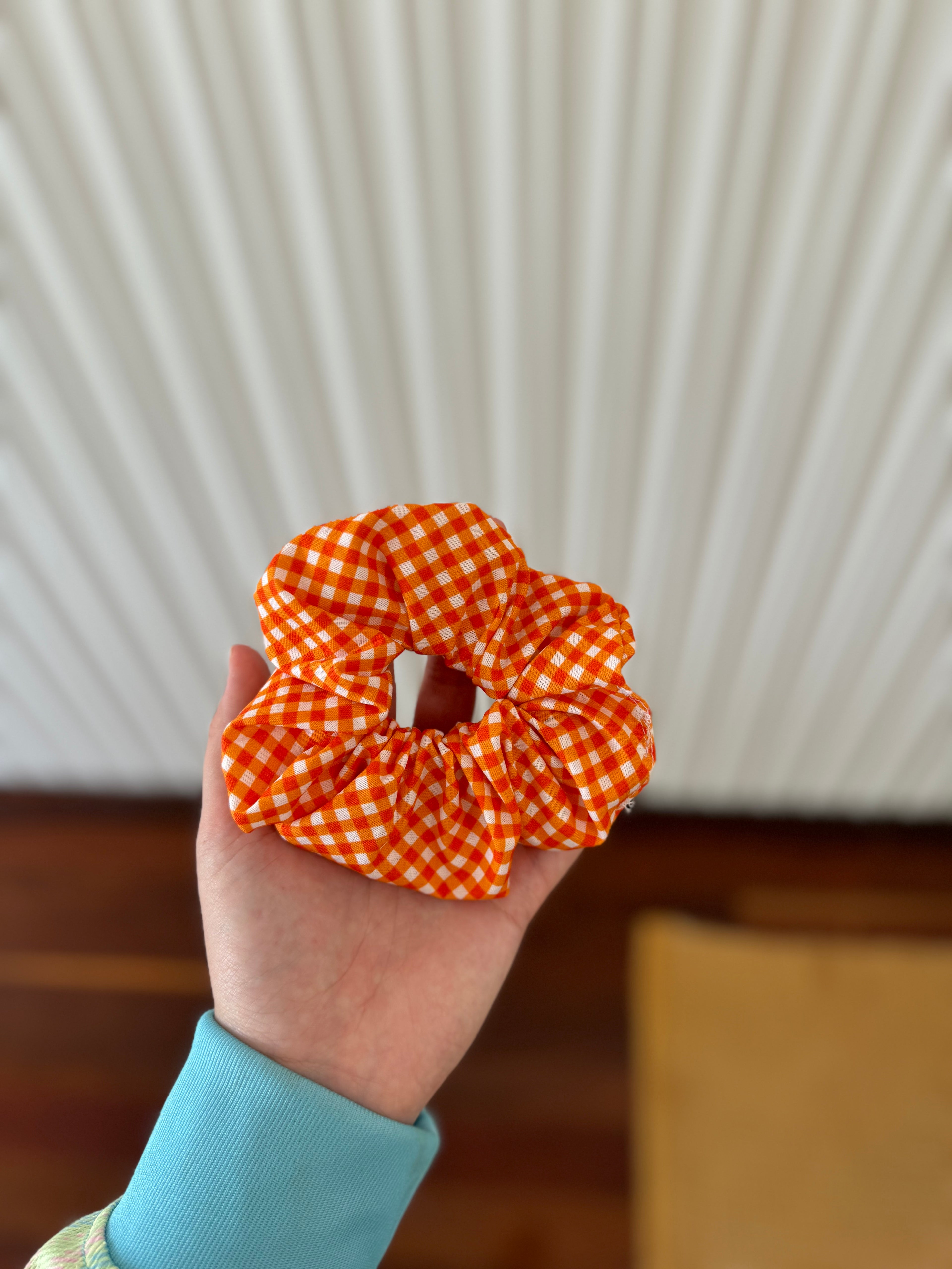Orange Checkered Scrunchie