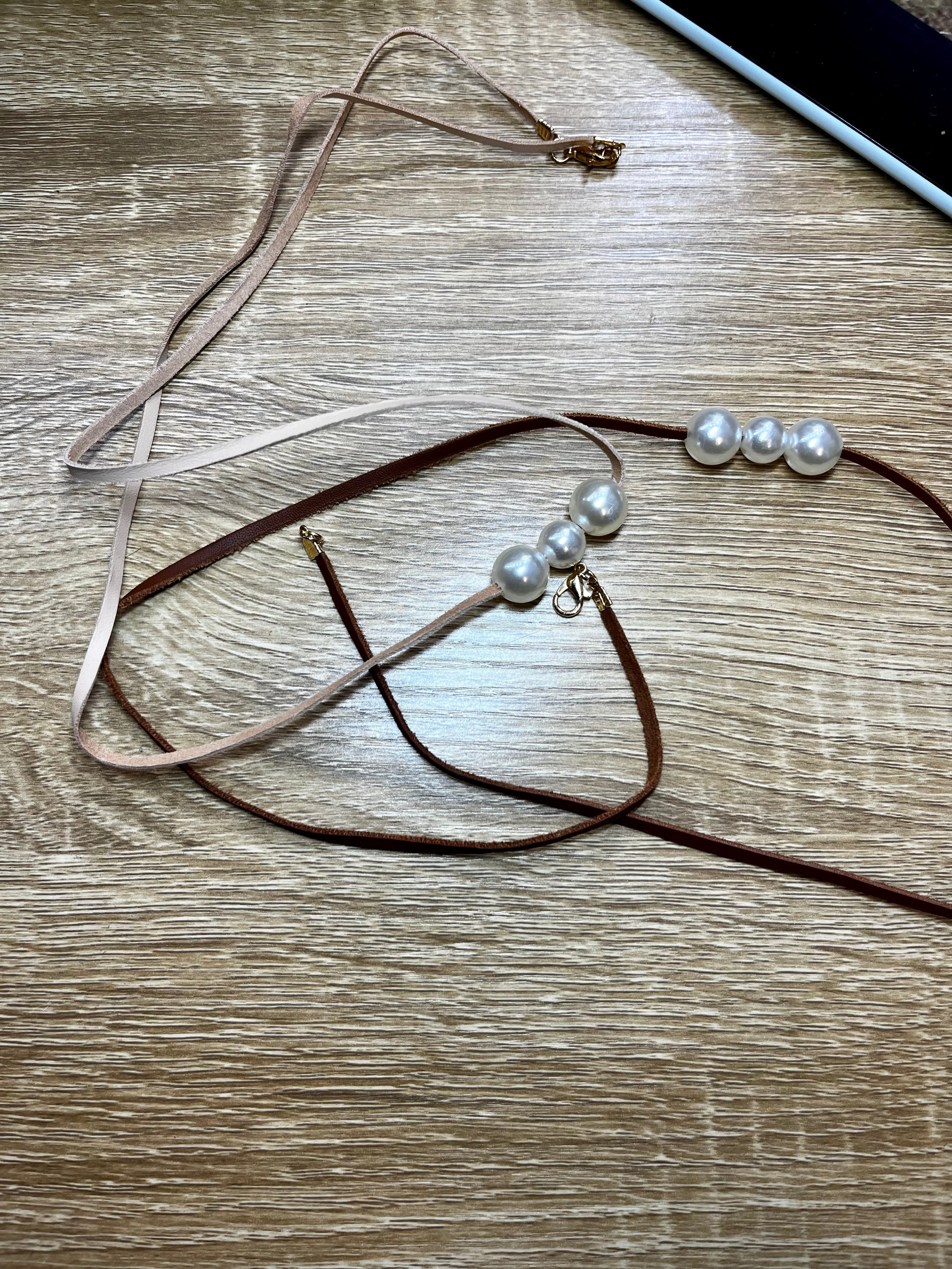 Leather Pearl Necklace