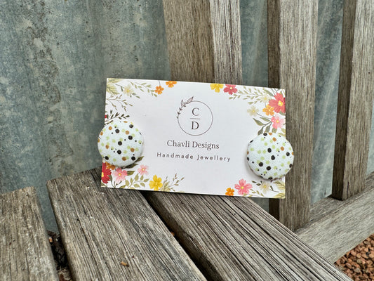 Fabric Black, Grey & Brown Spot Earring