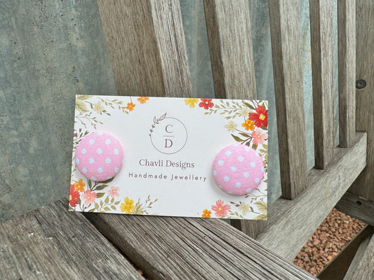 Fabric Small Baby Pink Spot Earring