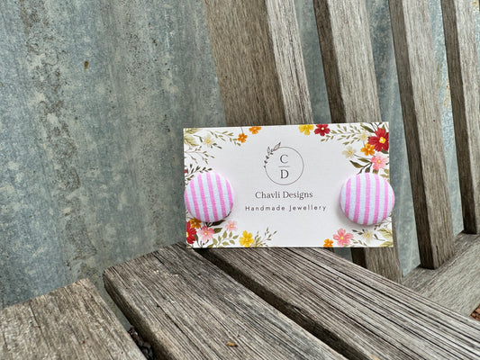 Fabric Baby Pink Stripe Earring