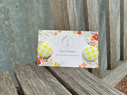 Fabric Yellow Check Earring