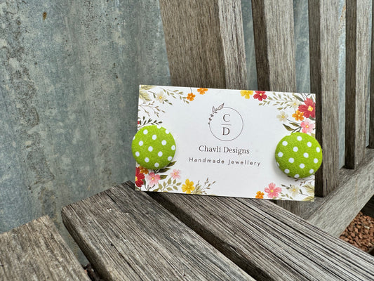 Fabric Small Olive Green Spot Earring