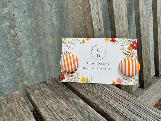 Fabric Orange Stripe Earring