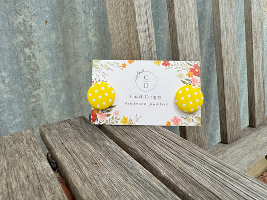 Fabric Yellow Small Dot Earring