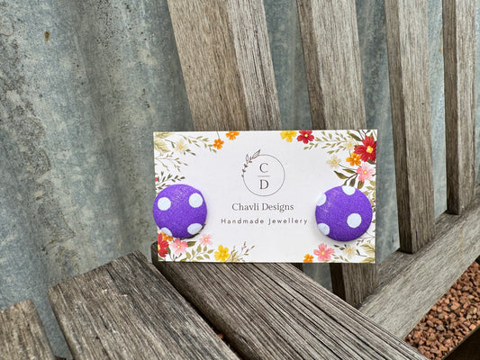Fabric Purple Large Spot Earring