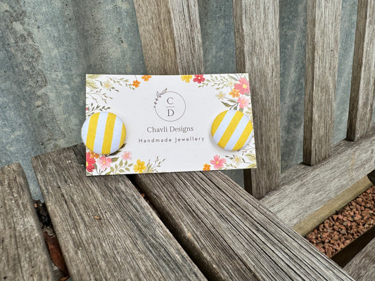 Fabric Yellow Stripe Earring