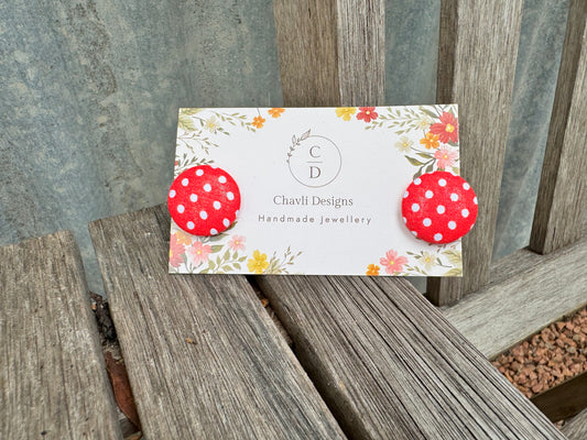Fabric Small Red Spot Earring