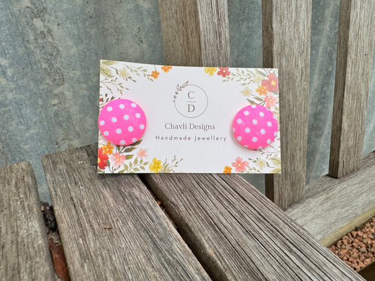 Fabric Bright Pink Small Spot Earring